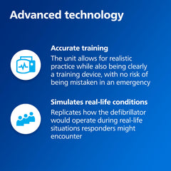 HeartStart voice prompts demo aiding realistic CPR guidance.