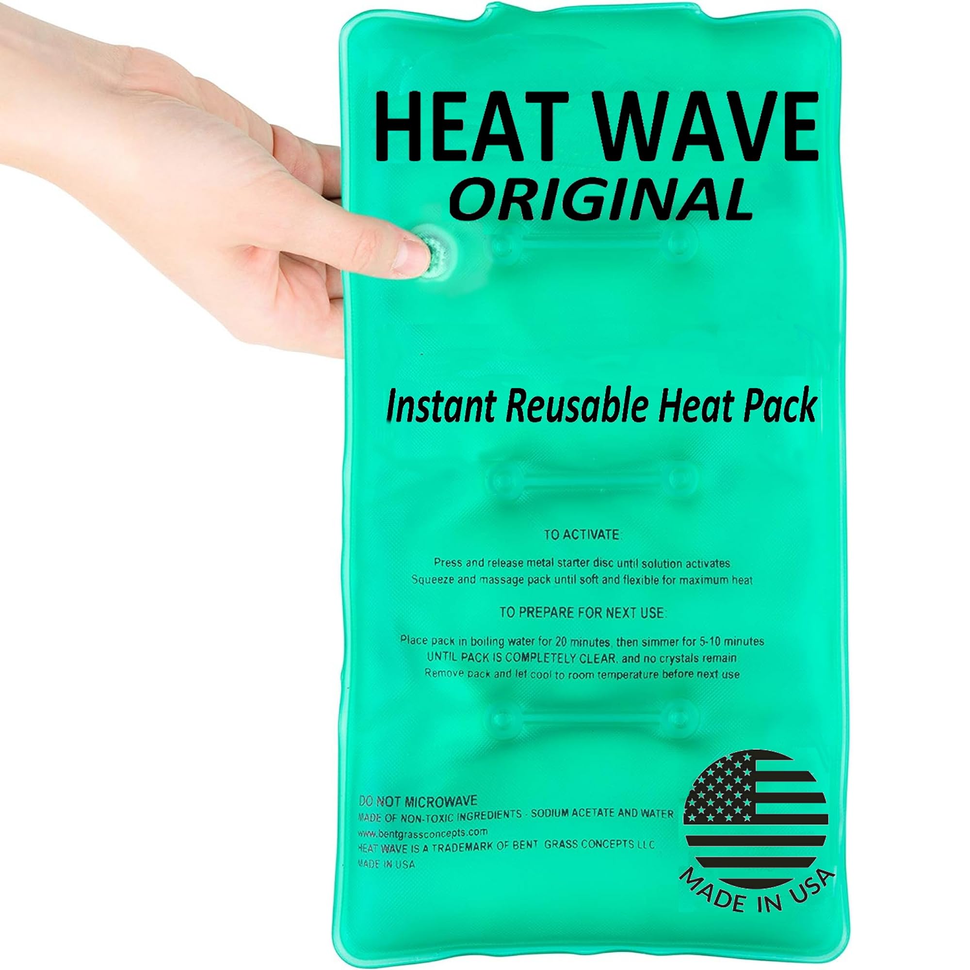 Heat Wave reusable warming pack designed for camping and travel.