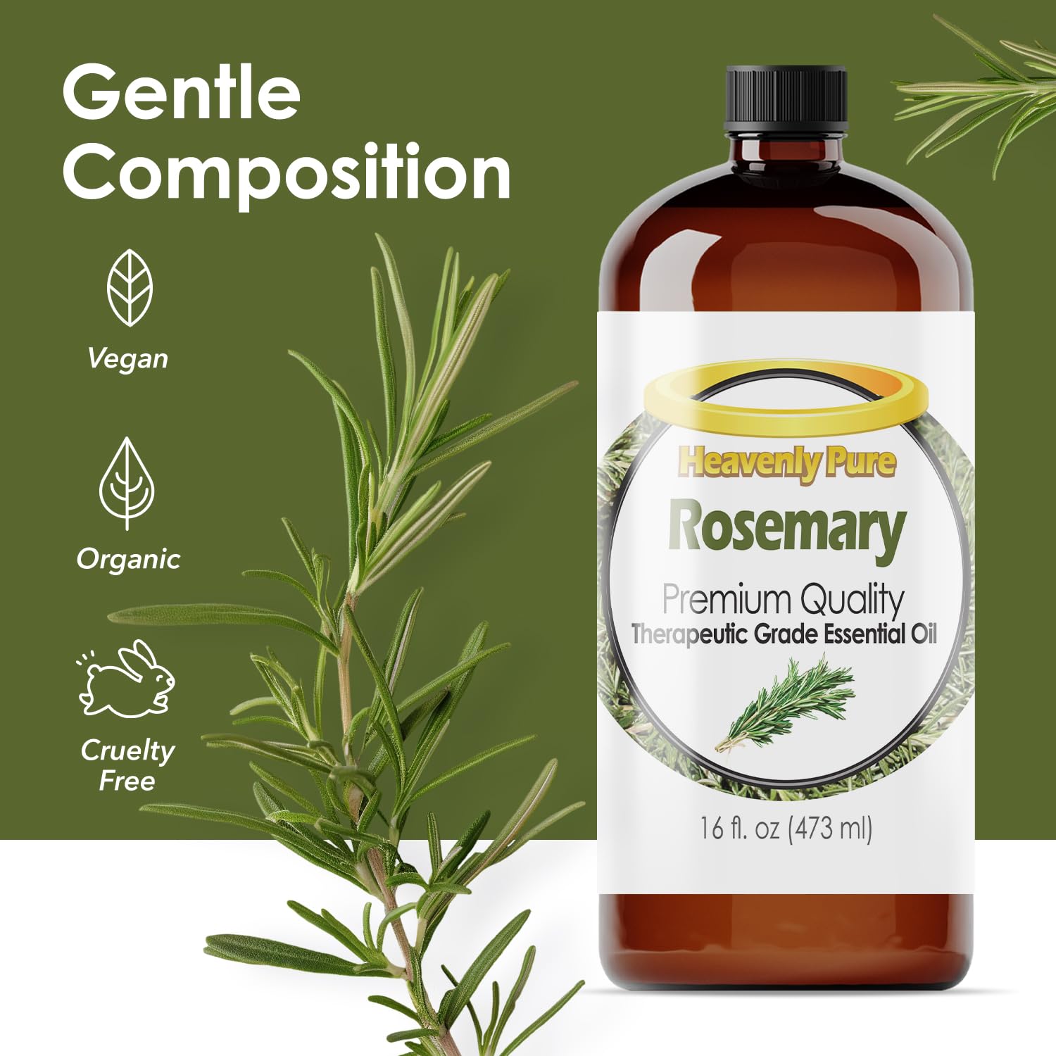 HEAVENLY PURE Rosemary Oil blends nicely with Lavender or Peppermint for custom aromas.