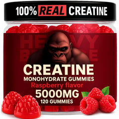Heavy Balance Creatine Gummies label showcasing 5000mg serving for strength.