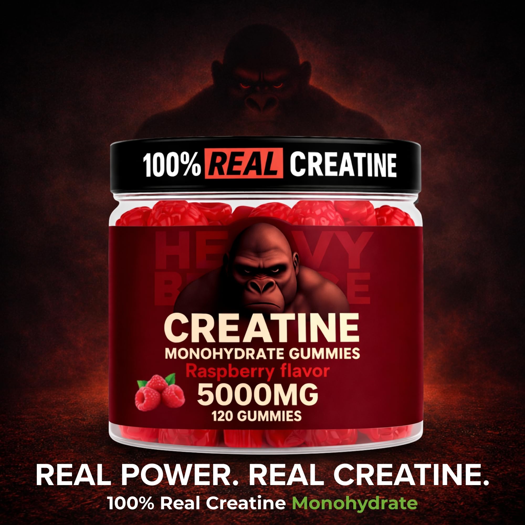 Heavy Balance Creatine Gummies on-the-go image suggesting gym-ready convenience.