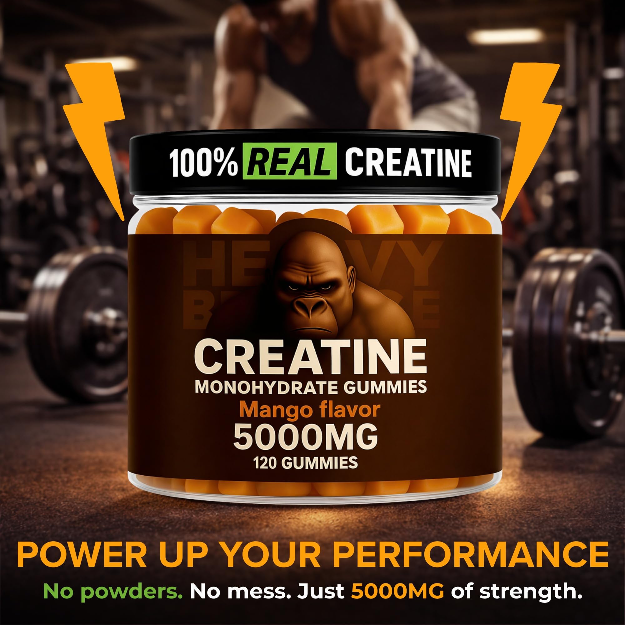 Heavy Balance Creatine Gummies packaging on shelf signaling trusted quality.