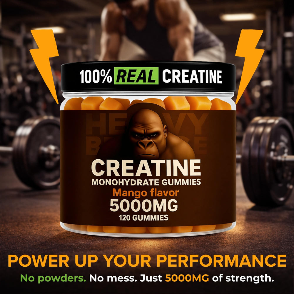 Heavy Balance Creatine Gummies packaging on shelf signaling trusted quality.