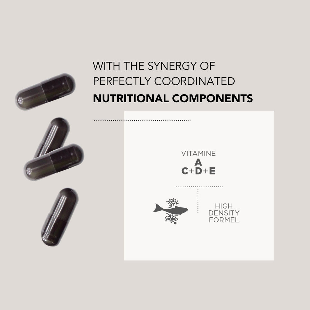 HECH Caviar capsules packaging back with details on ingredients and usage