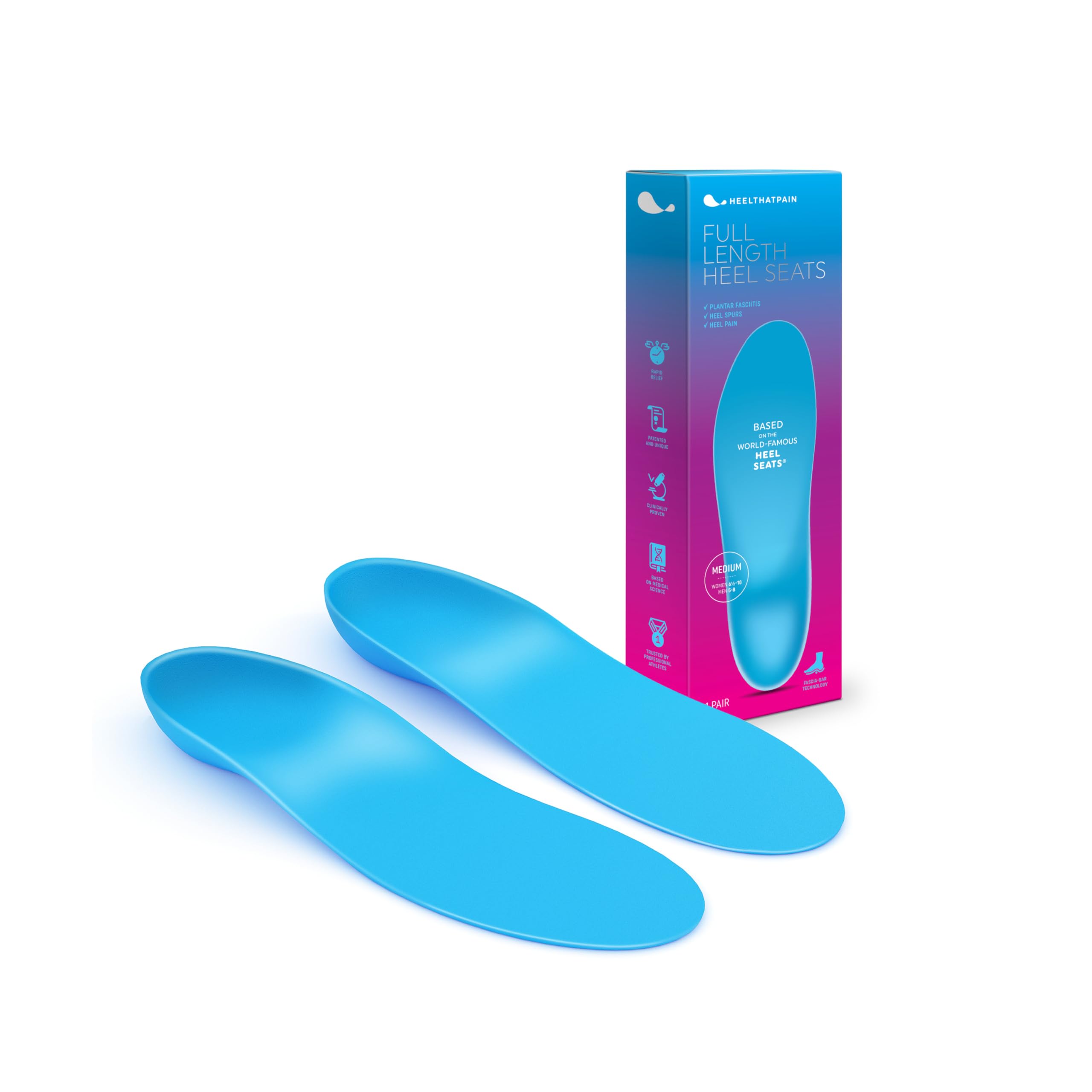 Heel That Pain Full Length Heel Seats inside the shoe offer full underfoot stability.