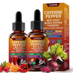 HEERB Cayenne Pepper Drops bottle with dropper supports metabolism and circulation.