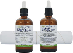 Heiltropfen DMSO glass bottle label shows high purity and clarity