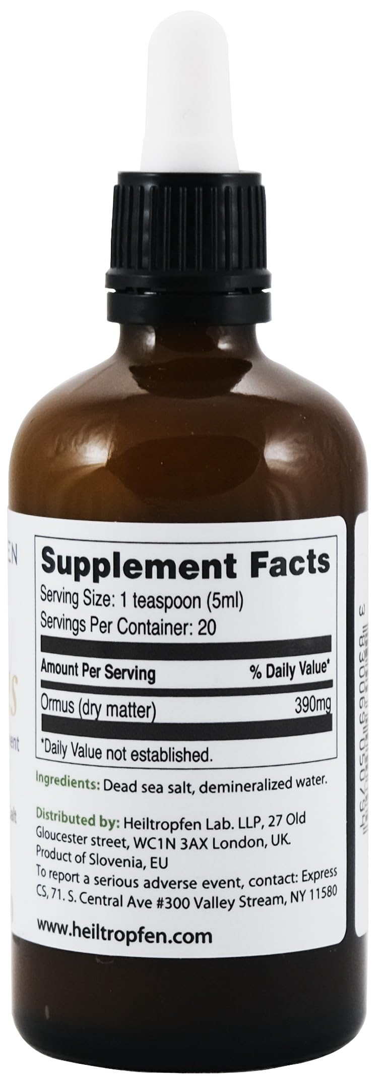 Pharma-grade distilled water base in Heiltropfen Ormus