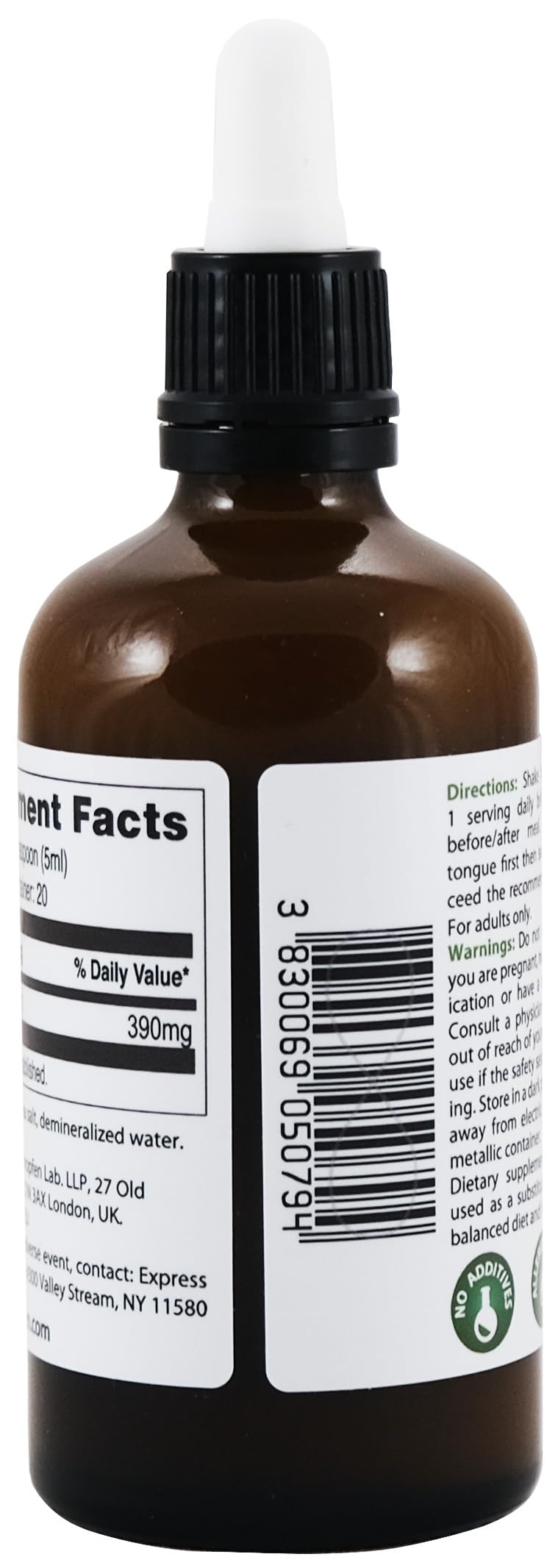 Third-party testing label and metal analysis for Heiltropfen Ormus