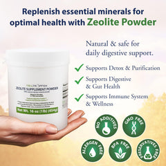 Heiltropfen Zeolite Powder dissolving in water for quick mixing during daily routines.