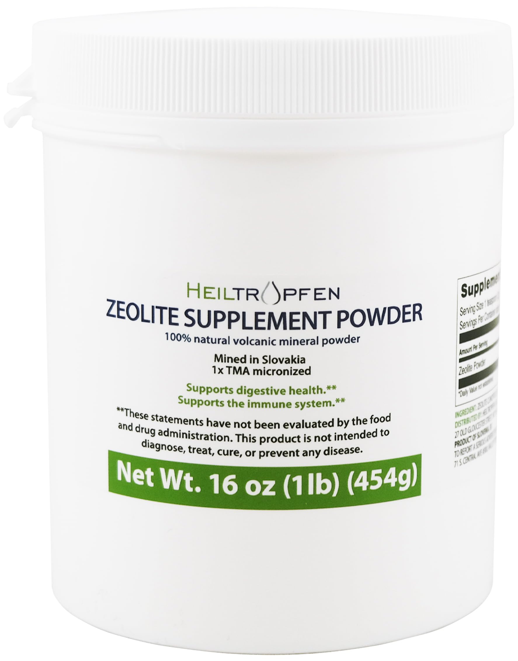 Heiltropfen Zeolite Powder packaging highlighting eco-friendly, recyclable materials for responsible buyers.