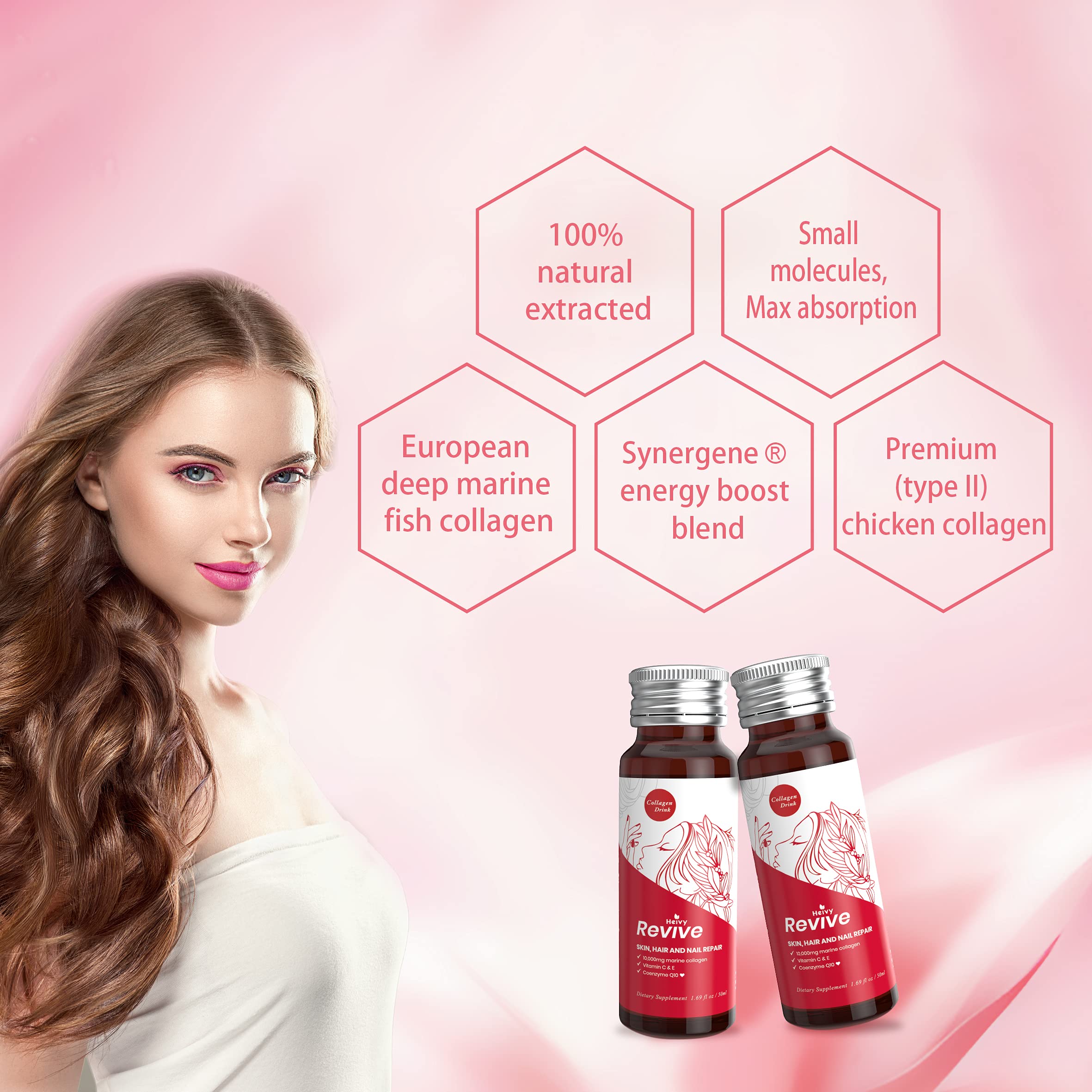 Heivy Hydrolyzed collagen peptides image highlights faster uptake in the body.