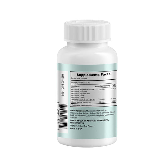 Heivy Magnesium Complex capsules close-up showing high-absorption formula.