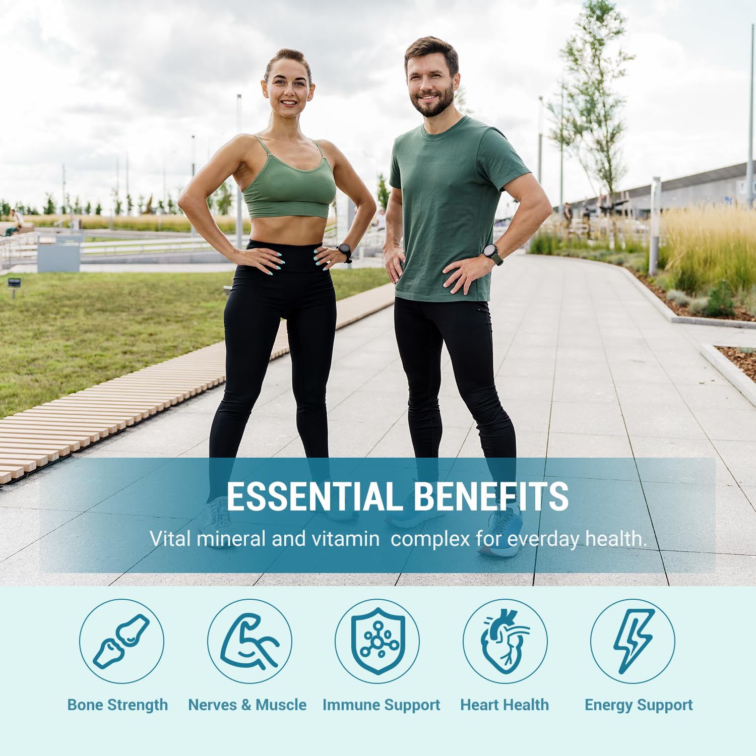 Heivy Magnesium Complex with zinc and vitamin D3 for fortified support.