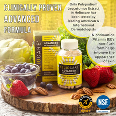 Heliocare Advanced daily-use capsules with niacin 500 mg per serving.