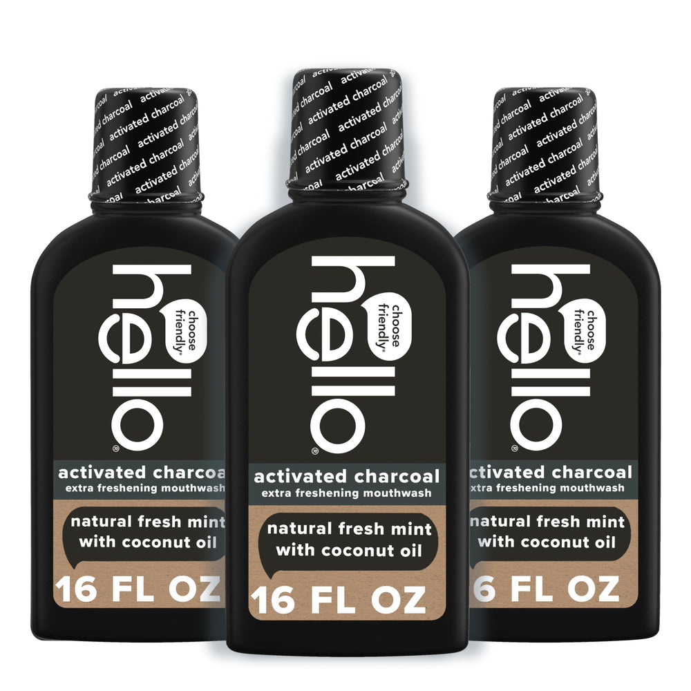 Hello pack-of-three mouthwash collection demonstrates value and long-lasting freshness.