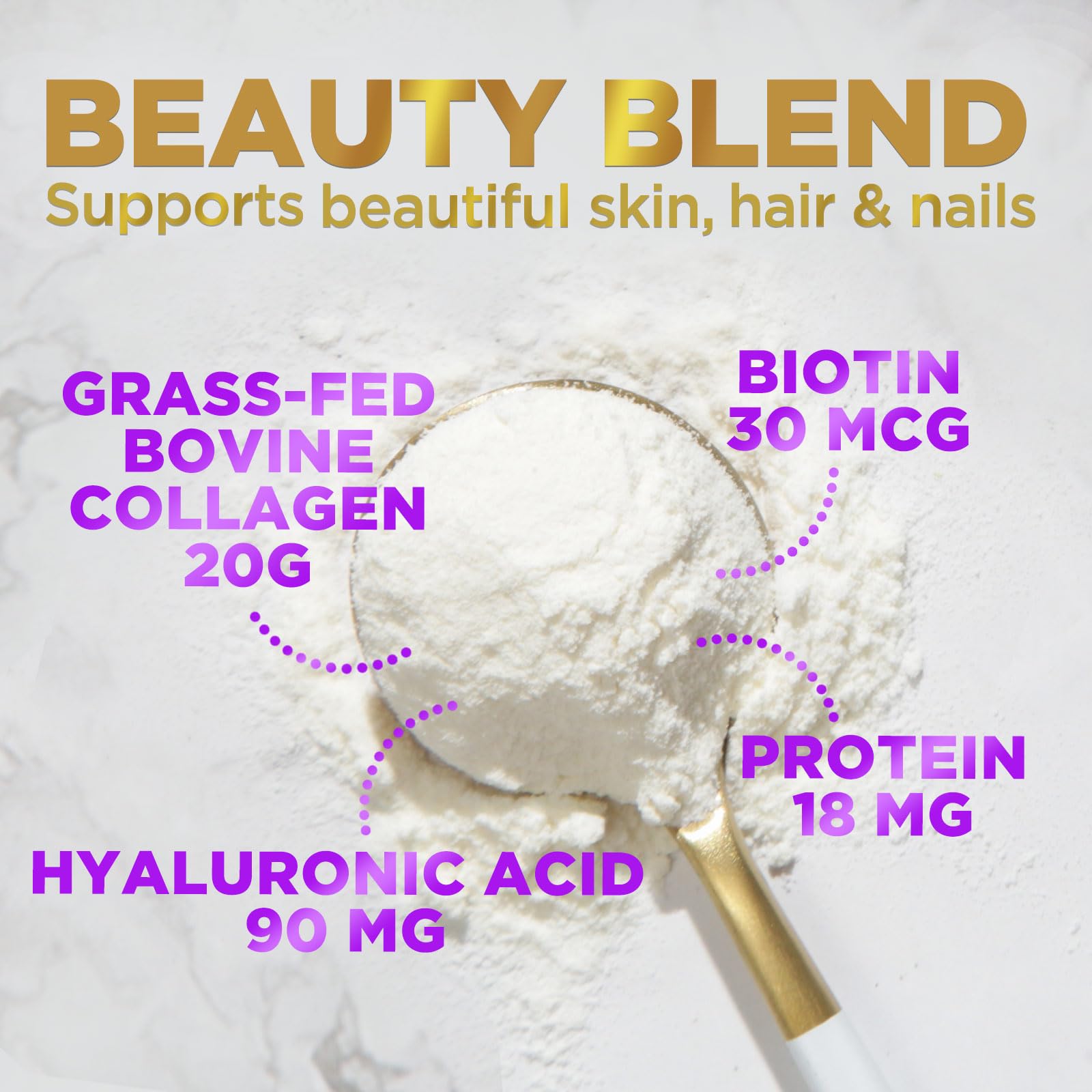 Hello Lovely Collagen Powder close-up showing powder texture.