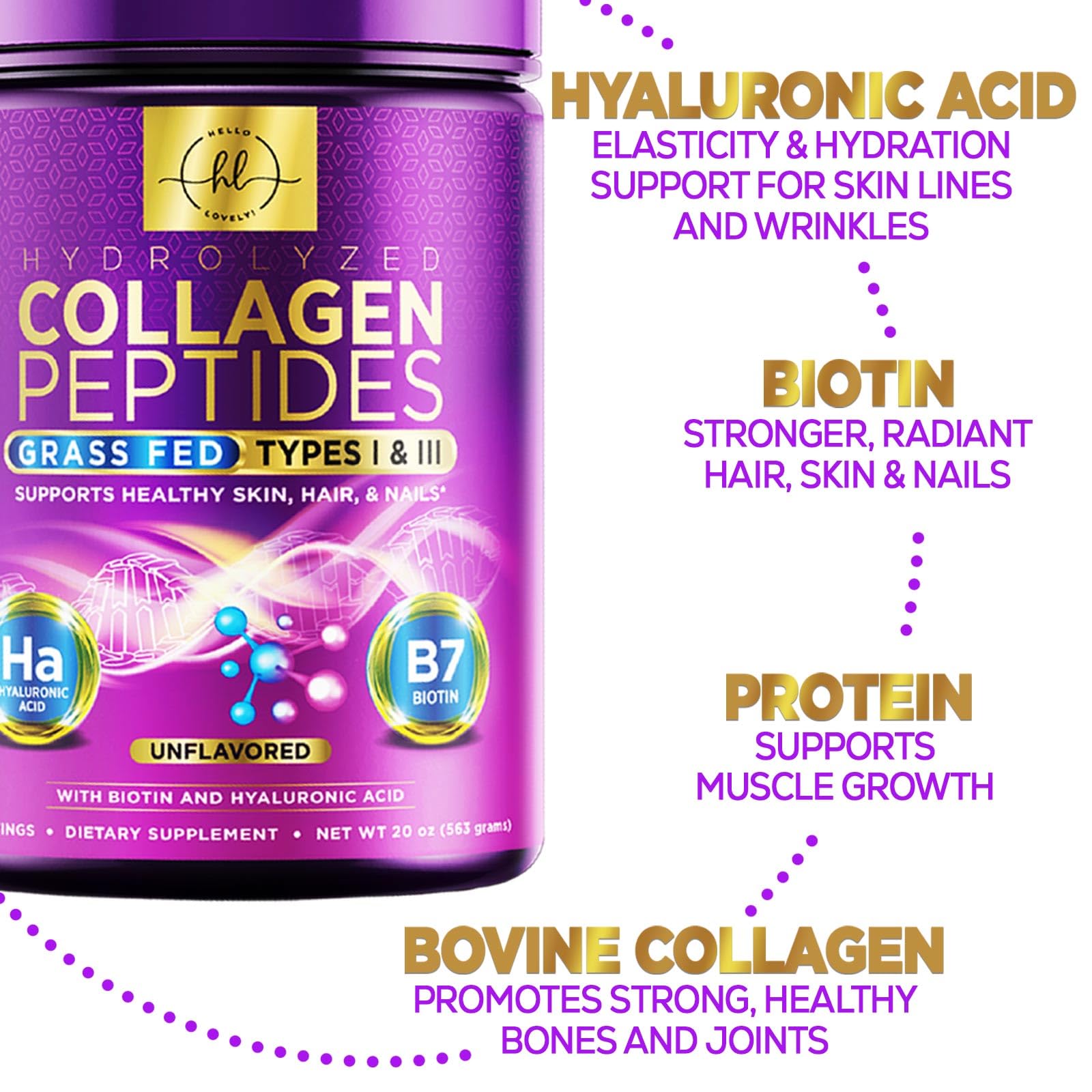 Hello Lovely Collagen Powder poured into smoothie.