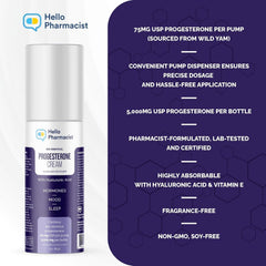 HelloPharmacist Bioidentical Progesterone Cream texture swirls show smooth absorption.