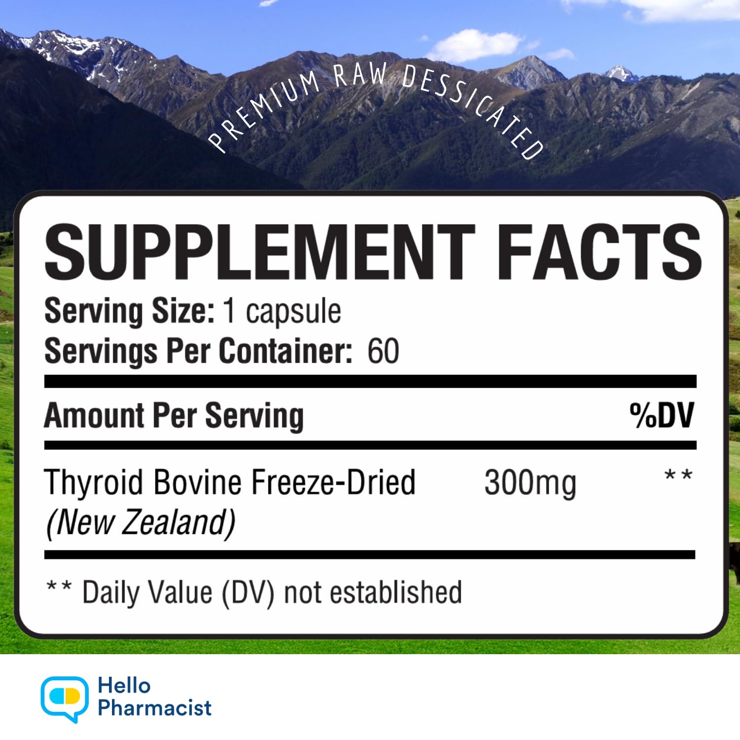 HelloPharmacist New Zealand sourced cattle highlight ethical grass-fed origins for thyroid support.