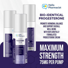 HelloPharmacist Progesterone Cream pump dispenser demonstrates precise dosing for easy use.