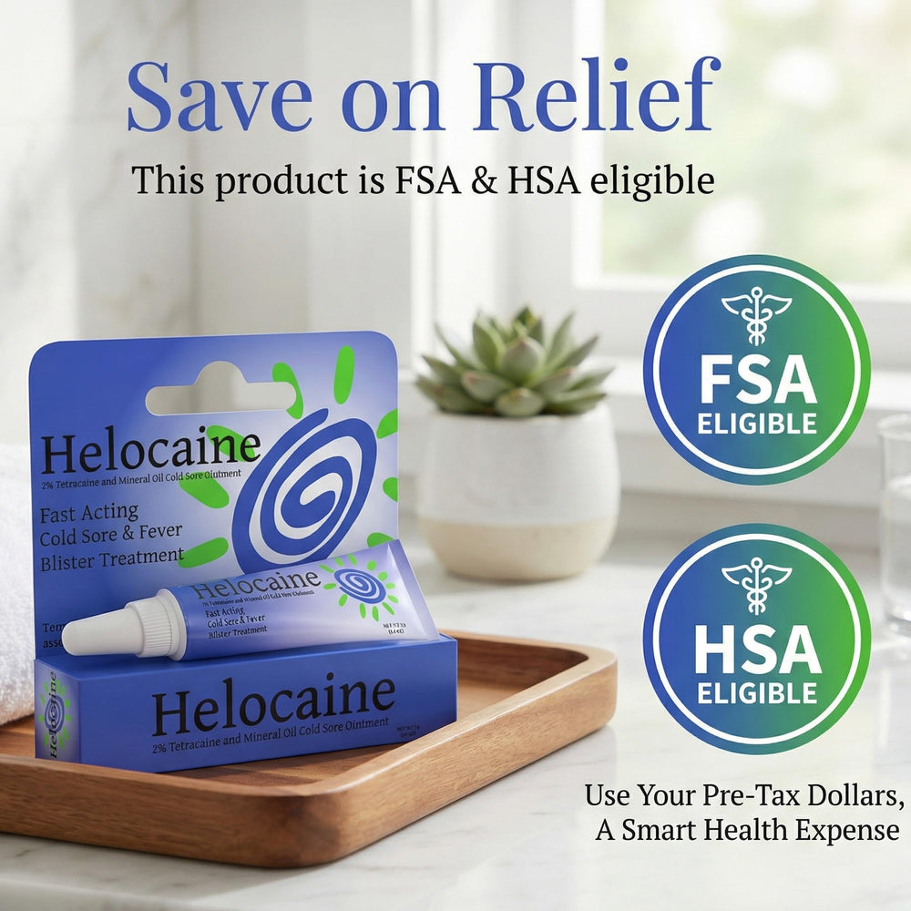 Helocaine premium blend ingredients highlighted for fast symptom control.