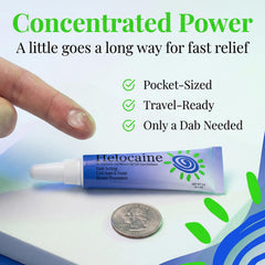 Helocaine protective barrier ointment being applied for soothing relief.