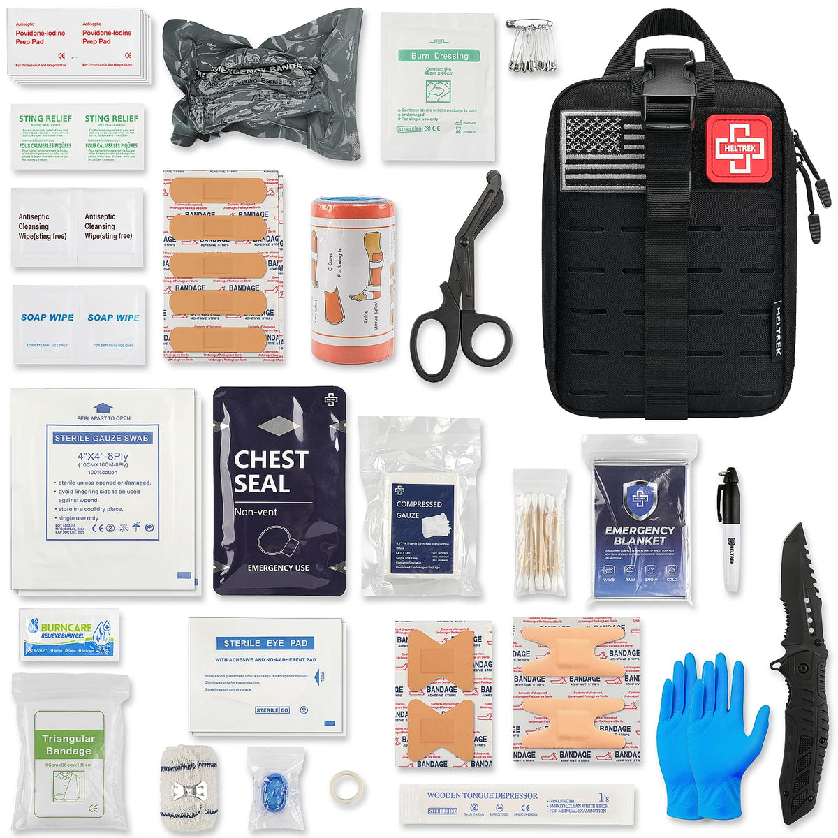 Heltrek Trauma Kit front view showing compact IFAK design for quick access.