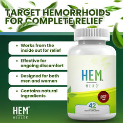 Hem Healer Hem Hero Extra Strength capsules close-up for daily use.