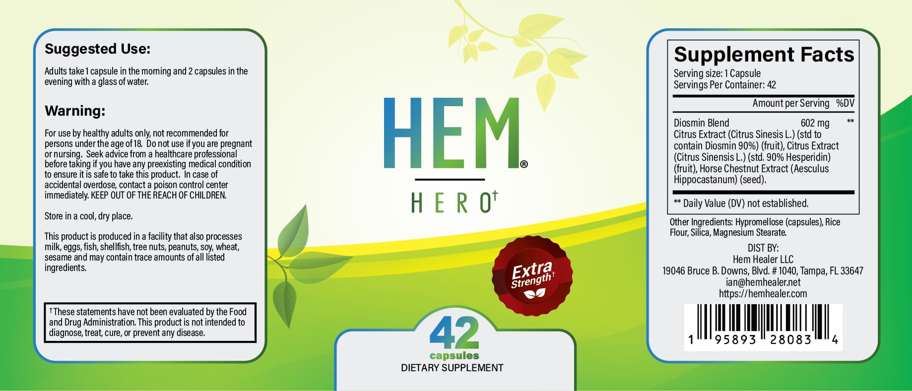 Hem Healer Hem Hero Extra Strength packaging highlights natural hemorrhoid care.