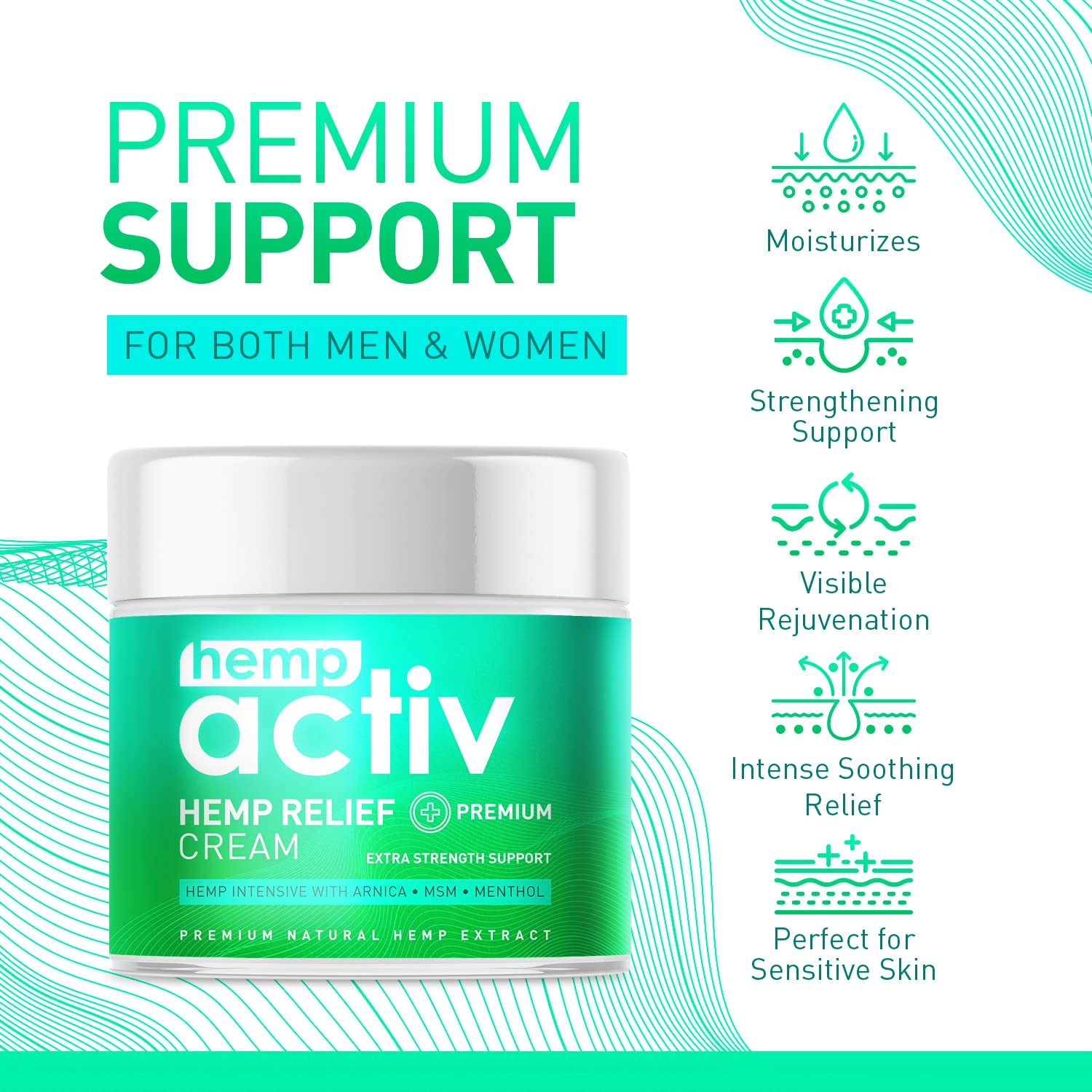 HEMPACTIV Cooling Cream on back and shoulders for tension relief.