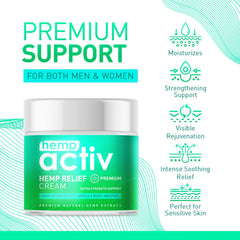 HEMPACTIV Cooling Cream on back and shoulders for tension relief.