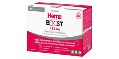 Heme Boost bottle front showing packaging for daily iron support