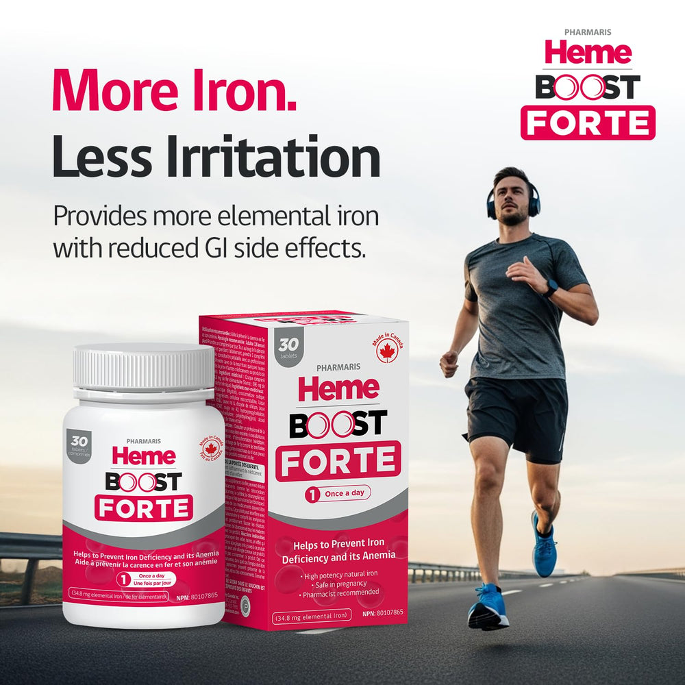Hemeboost Forte packaging box on display.