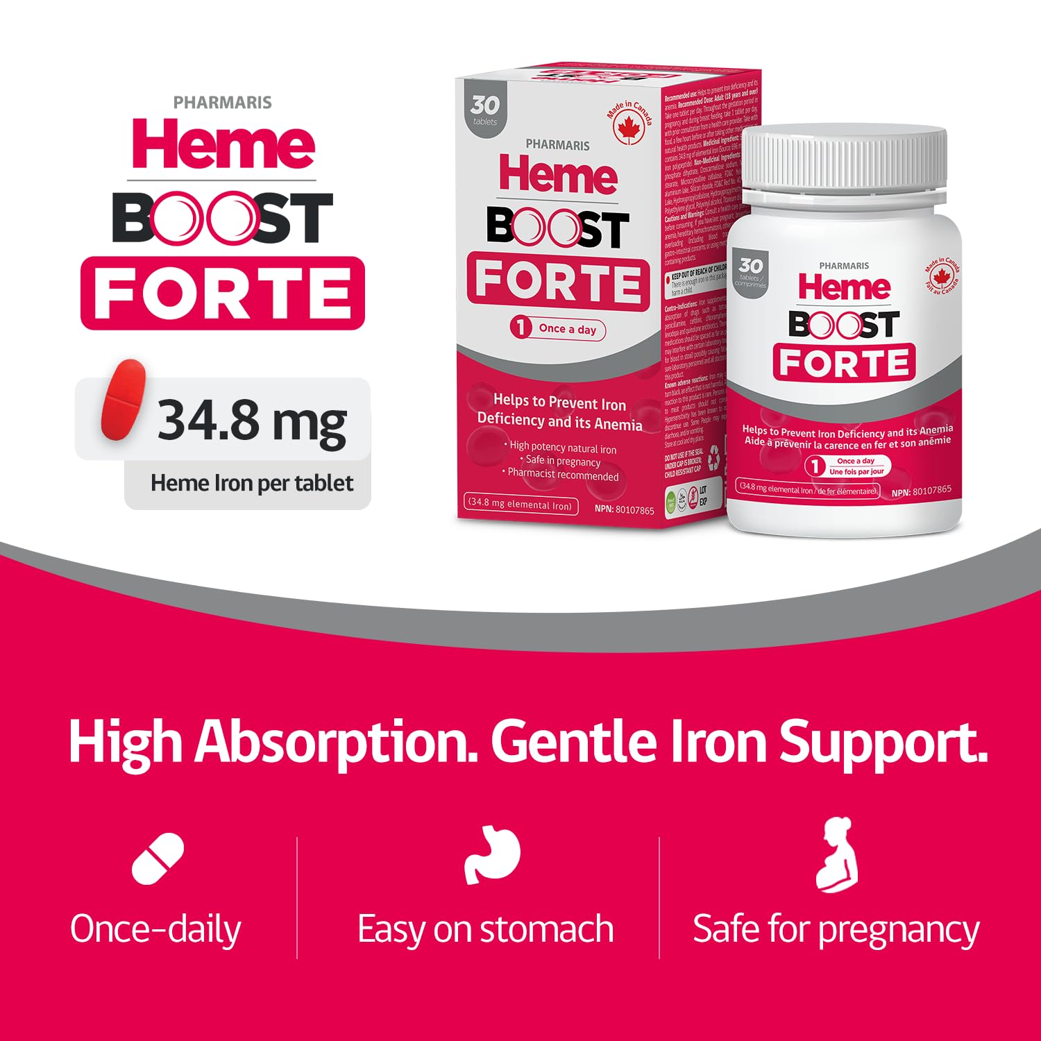 Hemeboost Forte scored tablet being halved for precise daily dosing.