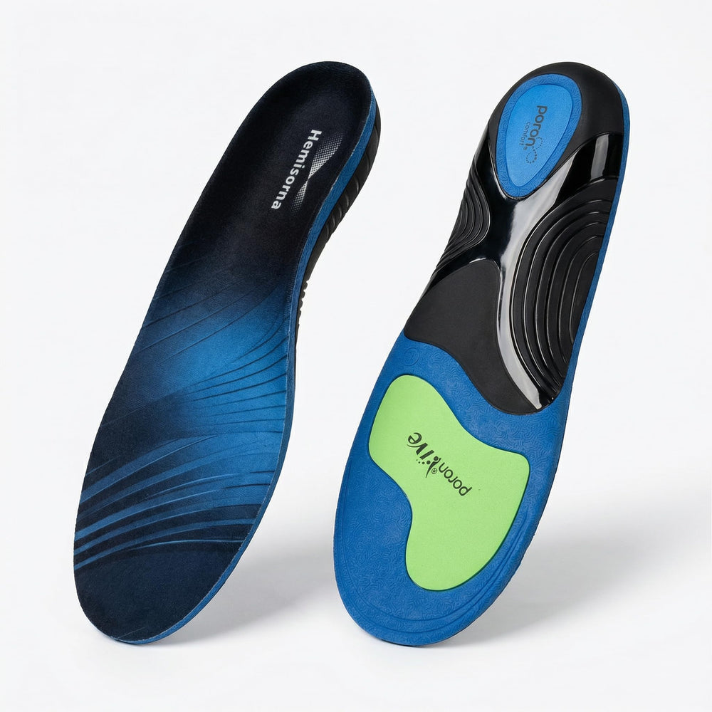Hemisorna high-arch support insole stabilizes heavy wearers during long shifts.