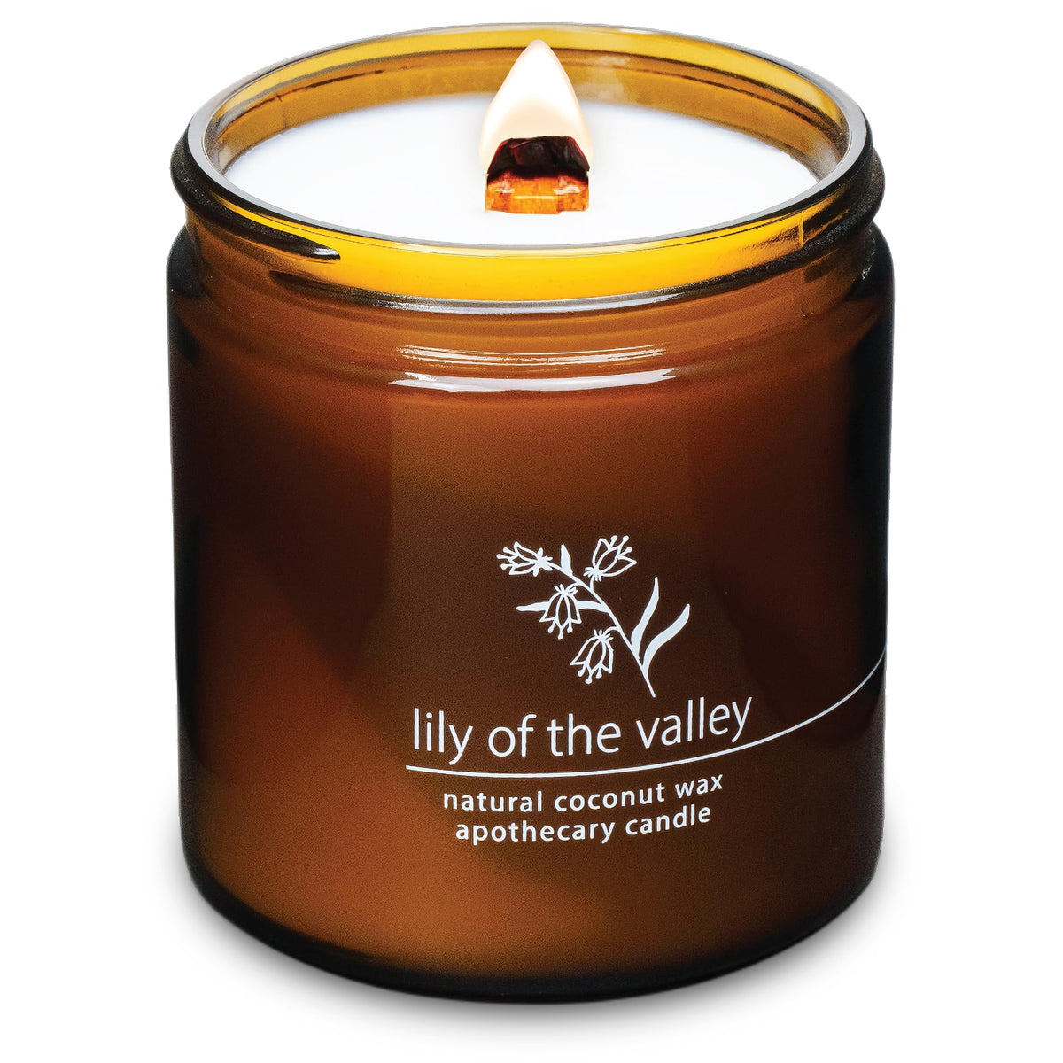 Hemlock Park crackling wood wick candle 16oz with Lily of the Valley aroma.