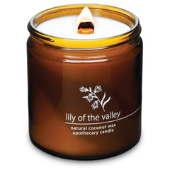 Hemlock Park crackling wood wick candle 16oz with Lily of the Valley aroma.