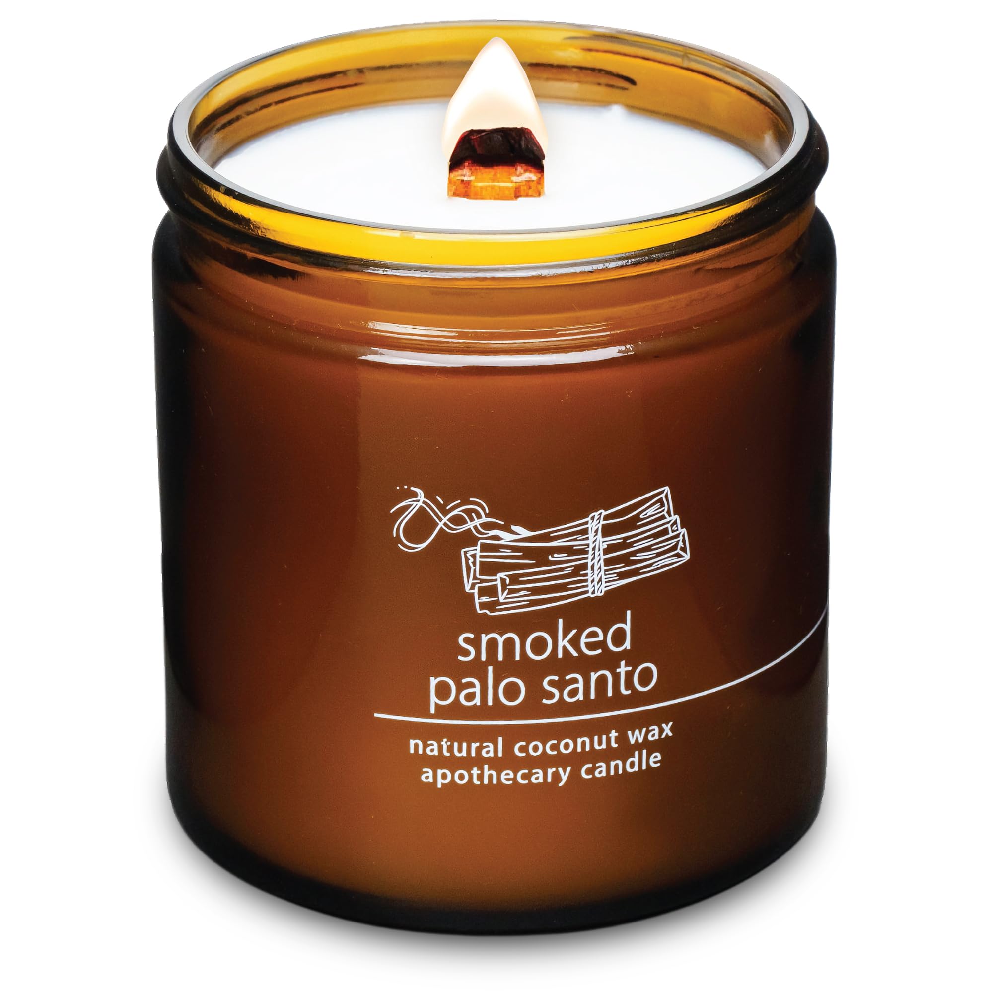 Hemlock Park crackling wood wick candle with palo santo scent for cozy evenings