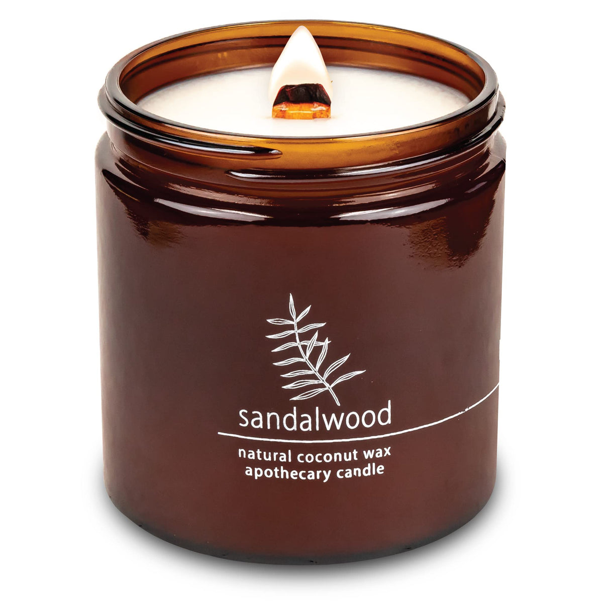 Hemlock Park crackling wood wick candle with sandalwood for cozy evenings.