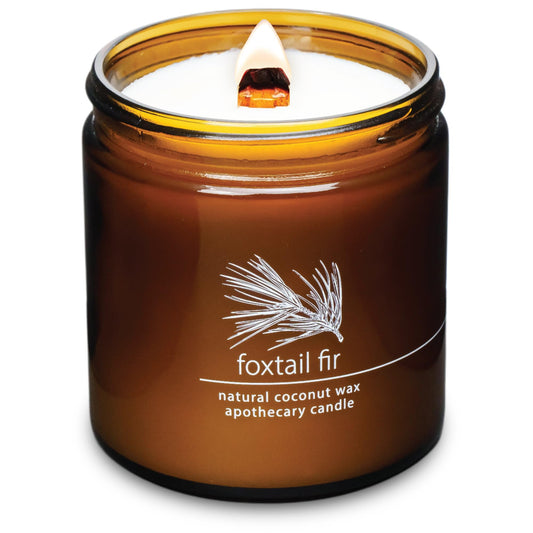 Hemlock Park crackling wood wick candle with Foxtail Fir glow for cozy evenings