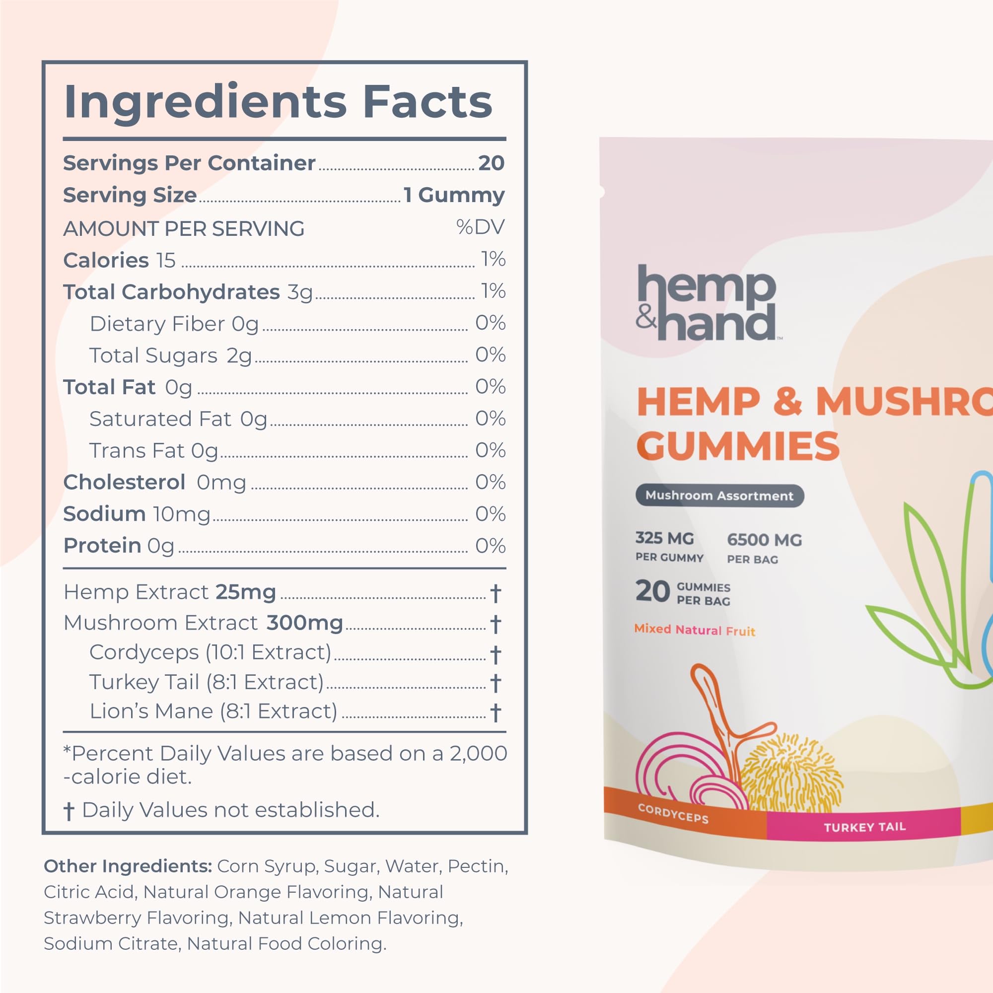 Hemp & Hand vegan gluten-free gummies emphasize natural fruit flavors and plant-based texture