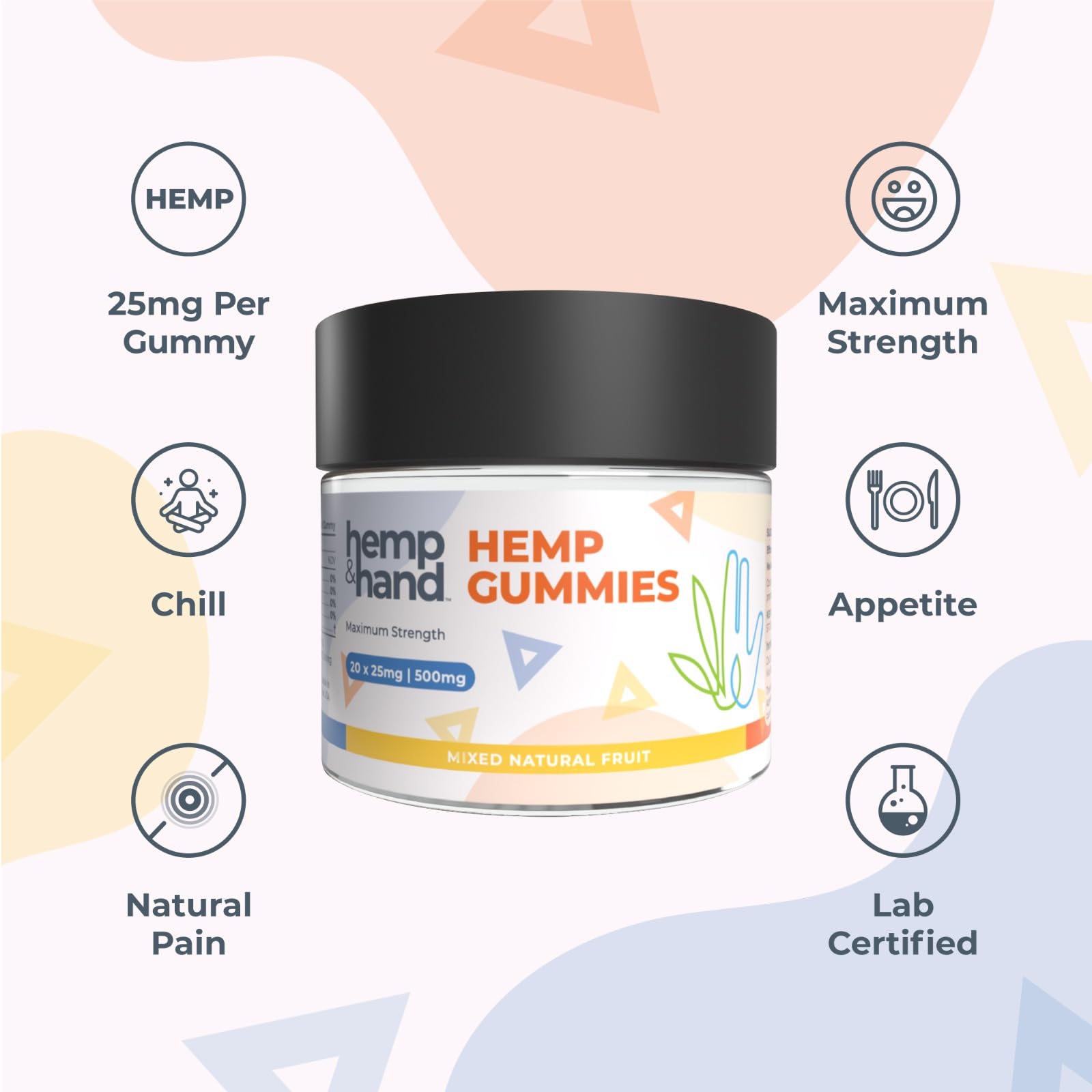 Gummies outside bottle with mixed fruit flavors for daily use