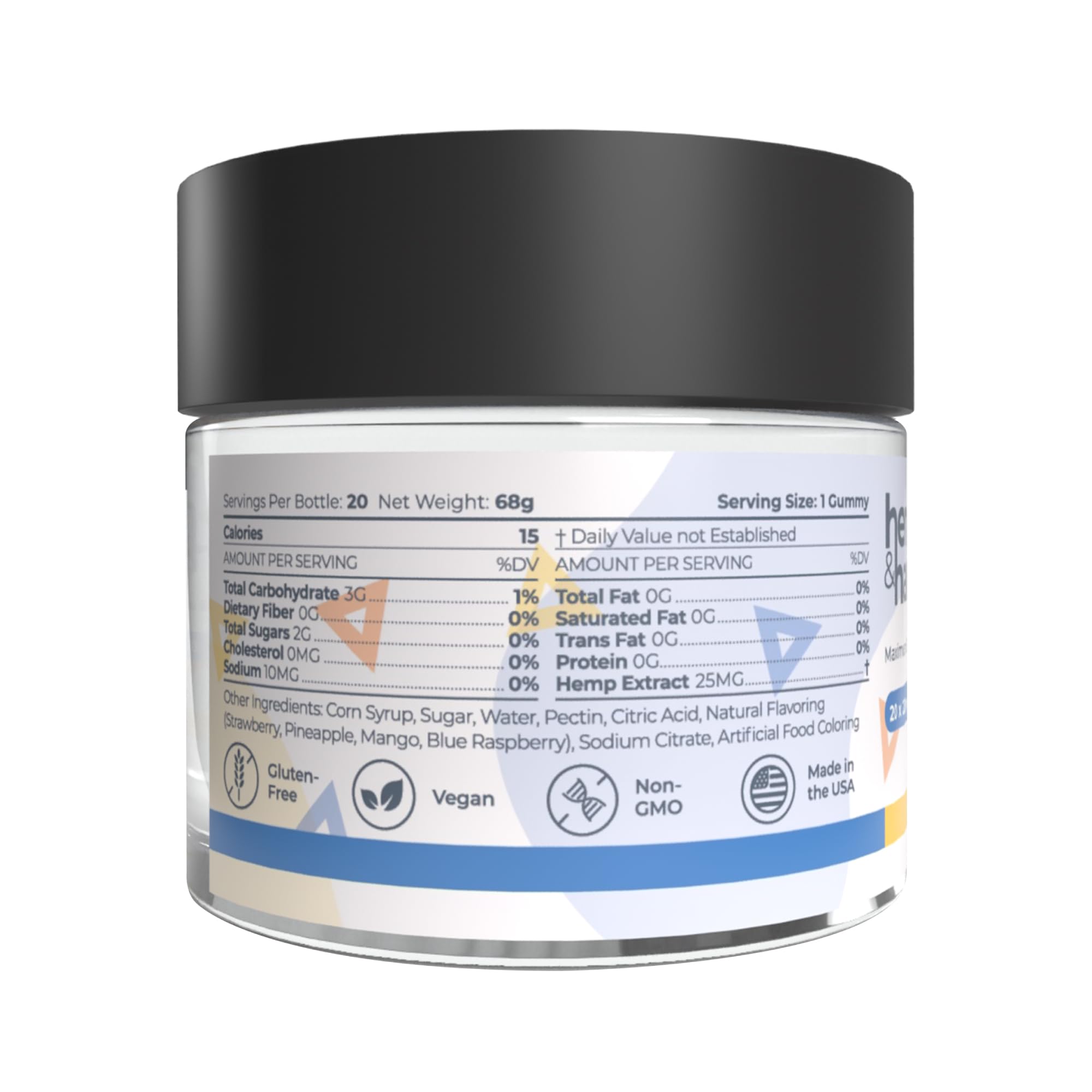 Lab-certified hemp extract and natural ingredients in gummy form