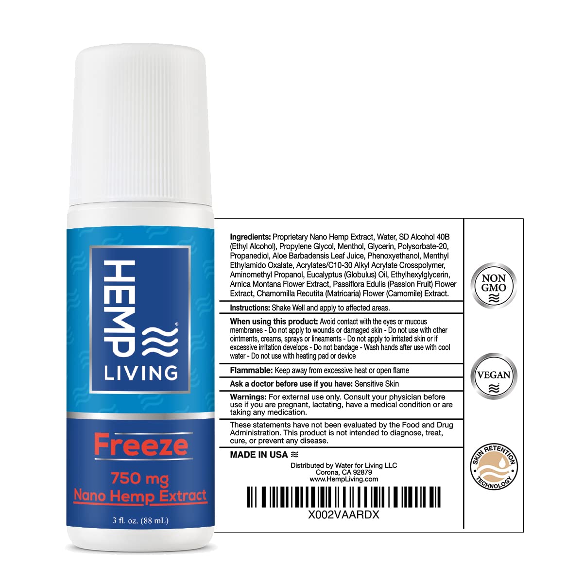 HEMP LIVING Freeze Roll-On application shows easy, mess-free spot relief.