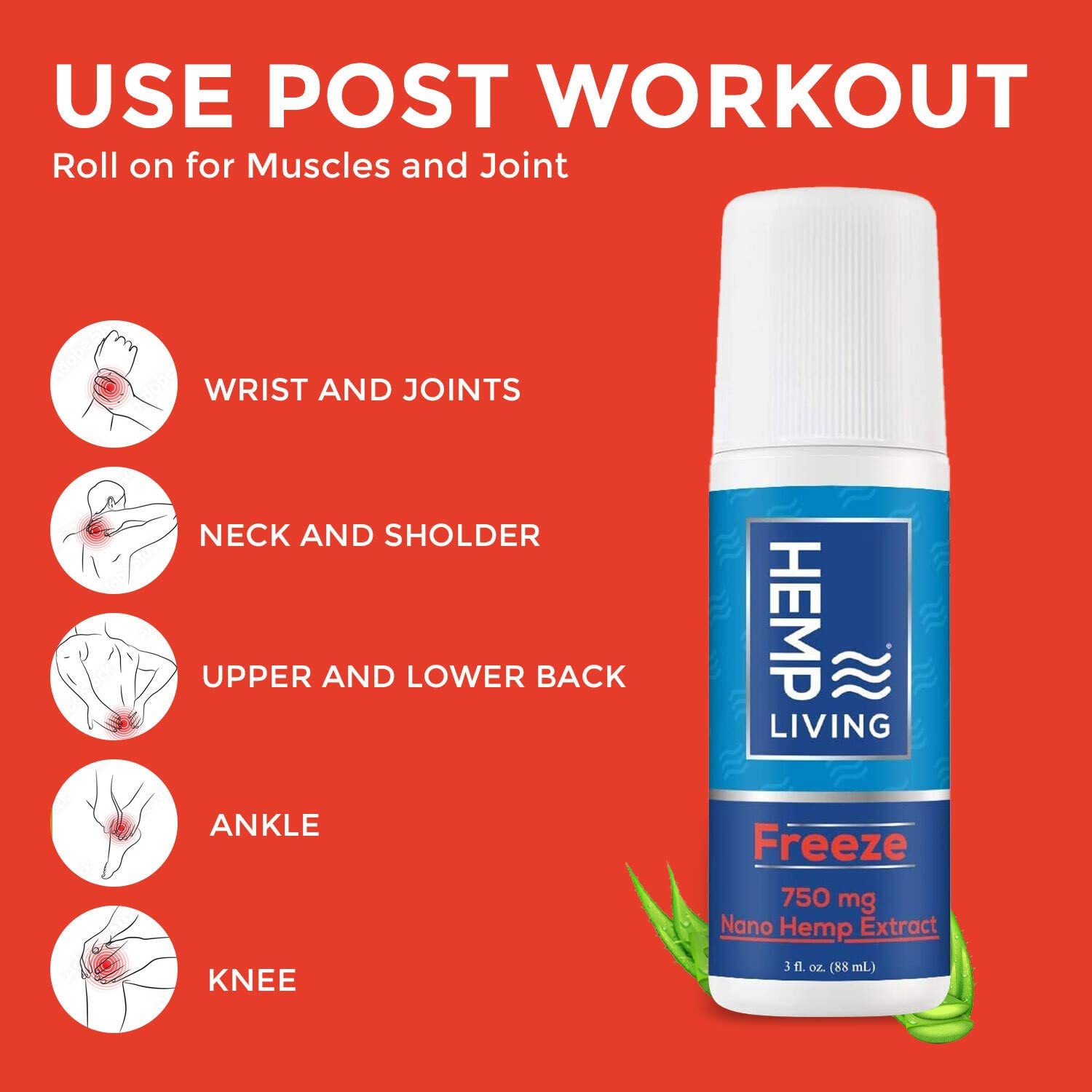 HEMP LIVING Freeze Roll-On is made in the USA with hypoallergenic formula.