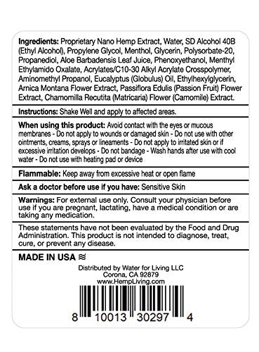 HEMP LIVING Freeze Roll-On USA-made hypoallergenic, non-GMO and pesticide-free