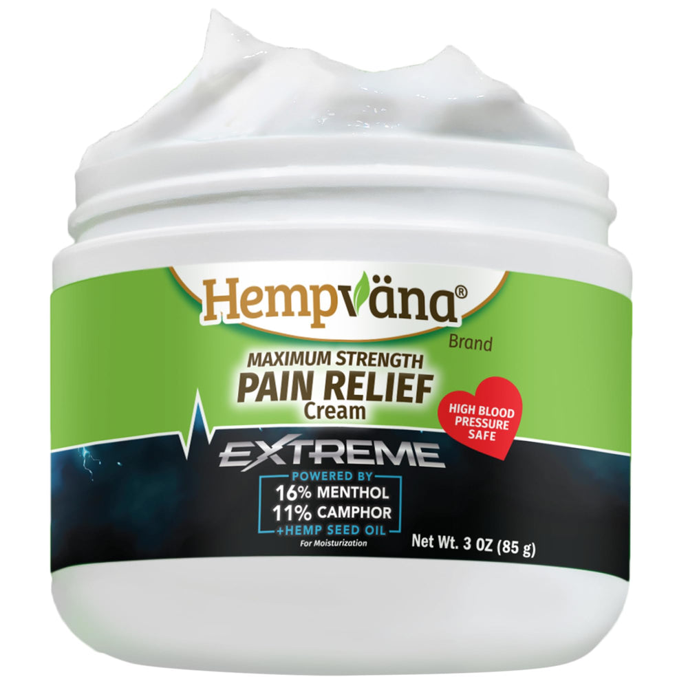 Hempvana Extreme Pain Relief Cream tube front for fast, targeted relief.