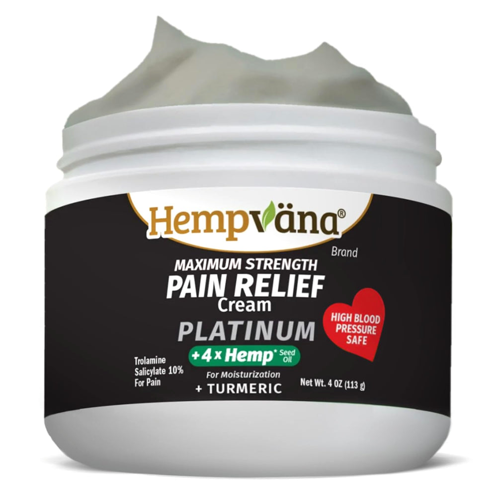Hempvana Platinum bottle front view highlighting fast-absorbing, odor-free cream