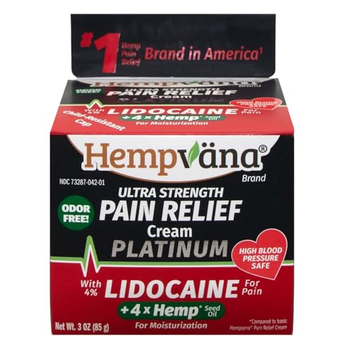 Hempvana Platinum lidocaine cream tube close-up shows non-greasy formula